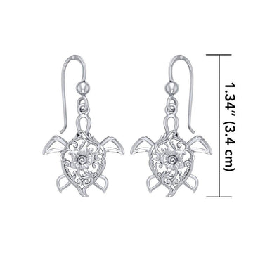 The fairies of the sea ~ Sterling Silver Sea Turtle Filigree Hook Earrings Jewelry TER1706 - Jewelry